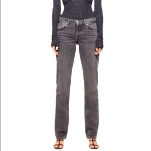 Zara Anthracite Grey Mid Rise Button Fly Straight Leg Jeans Size 2